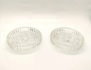 Set of 2 Clear Pressed Glass Round Ashtrays Starburst Pattern 3.5"